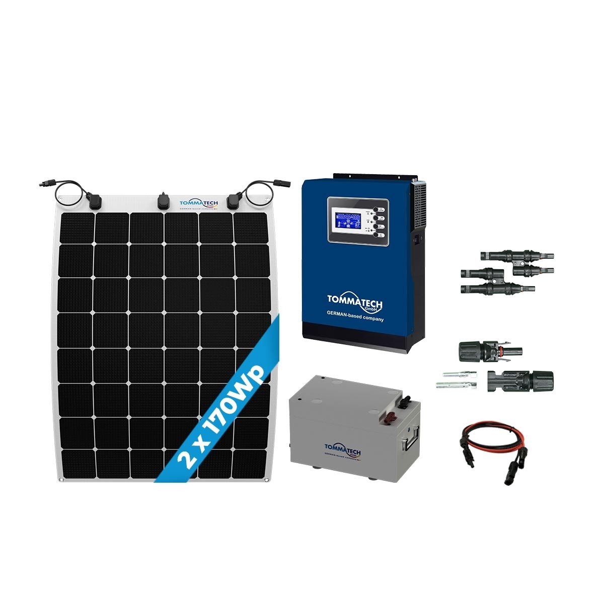 2 Panel(170Wp) 3KWE Off-Grid(24V) Esnek Solar Paket (Lityum Akü)