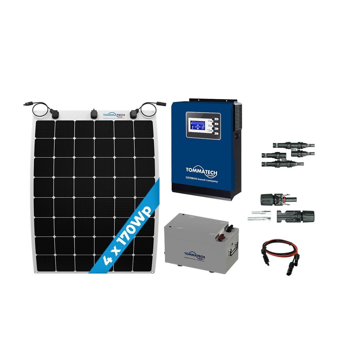 4 Panel(170Wp) 3KWE Off-Grid(24V) Esnek Solar Paket (Lityum Akü)